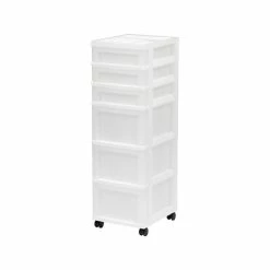Flash Sale 🤩 Storage Drawers Iris 6-Drawer Standalone Cart, White/Translucent White (585008) 😍