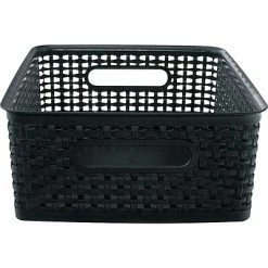 Brand new 🔔 Plastic Weave Bins Advantus Weave Plastic Bin, Black, 2/Pack 😉 -Change Your Whole Storage & Organization. unnamed file 348