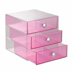 Buy 💯 Storage Drawers InterDesign Original 3-Drawer Unit, Plastic, Berry (35376) 🔥