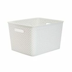 Best Pirce ❤️ Decorative Boxes & Baskets Simplify's Large Resin Wicker Storage Bin In White 😍