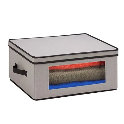 Cheapest ✔️ Honey-Can-Do Storage Accessories Honey Can Do Dinnerware Storage Box, 18.5" X 14" X 8.5", Gray Canvas (SFT-05379) ✔️ 4 Cheapest ✔️ Honey-Can-Do Storage Accessories Honey Can Do Dinnerware Storage Box, 18.5" X 14" X 8.5", Gray Canvas (SFT-05379) ✔️ - Image 2