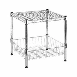 Discount 🌟 Closet Storage Organizers Whitmor Supreme Stacking Shelf With Basket, Chrome 👍