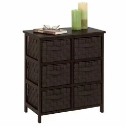 Promo 🛒 Honey-Can-Do Honey Can Do Storage Drawers Honey Can Do Woven Strap 6 Drawer Chest With Wooden Frame, Espresso Black ( TBL-03759 ) 😍