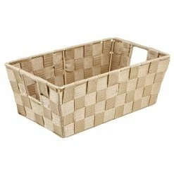 Best Sale 🛒 Closet Storage Organizers Simplify Small Shelf Polyester Woven Strap Tote, Ivory 😀