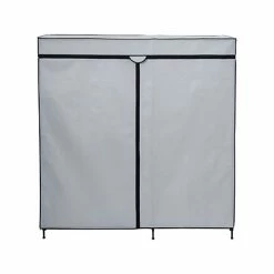 Budget ❤️ Clothes Racks & Portable Closets Honey-Can-Do 63" X 60" Portable Wardrobe Closet With Cover, Gray/Black Steel/Polyester (WRD-09198) 🤩