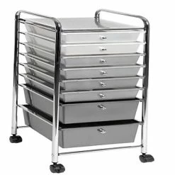 Outlet 🌟 Storage Drawers Seville Classics 8 Drawer Storage Bin Organizer Cart, White/Gray/Black Gradient 😀