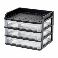 Best deal ⭐ Storage Drawers Iris Small 3 Drawers Desktop Storage, Black (150163) 🌟