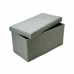 Best Pirce 💯 Closet Storage Organizers Simplify Faux Linen Double Folding Storage Ottoman (F-0637-Grey) 🧨
