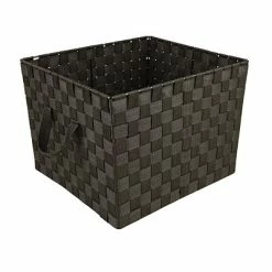Deals 🎉 Decorative Boxes & Baskets Simplify Large Woven Strap Tote, Black 🎉