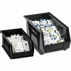 Brand new 👍 Specialty Storage Quill Brand® 10-3/4" X 8-1/4" X 7" Plastic Stack And Hang Bins, Black, 6/Ct (BINP1087K) 🔥