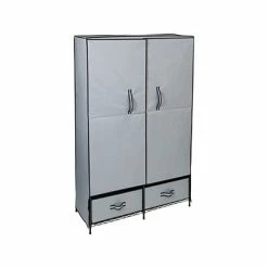 Discount 🌟 Clothes Racks & Portable Closets Honey-Can-Do 70" X 45" Clothes Storage Wardrobe With Drawers, Gray/Black Steel/Polyester (WRD-09199) 😉