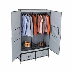 Discount 🌟 Clothes Racks & Portable Closets Honey-Can-Do 70" X 45" Clothes Storage Wardrobe With Drawers, Gray/Black Steel/Polyester (WRD-09199) 😉 -Change Your Whole Storage & Organization. unnamed file 756