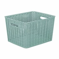 Hot Sale ⭐ Decorative Boxes & Baskets Simplify Herringbone Medium Storage Tote, Dustyblue (25175-Dustyblue) ⌛