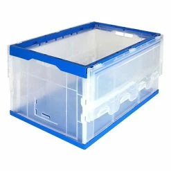 Buy ๐ Crates Mount-It! 68.68 Qt. Hinged Lid Storage Bin, Clear/Blue, 3/Pack (MI-910) ๐งจ