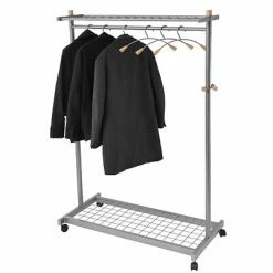 Cheapest ❤️ Clothes Racks & Portable Closets Alba Mobile Garment Rack, Chrome/Mahogany 💯