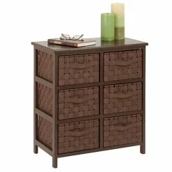 Deals ✔️ Honey-Can-Do Honey Can Do Storage Drawers Honey Can Do Woven Strap 6 Drawer Chest With Wooden Frame, Java Brown ( TBL-03758 ) 🎉