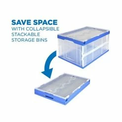 Promo 😉 Crates Mount-It! 69 Qt. Hinged Lid Storage Crate, Clear/Blue (MI-909) 🌟 -Change Your Whole Storage & Organization. unnamed file 872