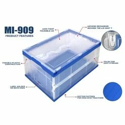Promo 😉 Crates Mount-It! 69 Qt. Hinged Lid Storage Crate, Clear/Blue (MI-909) 🌟 -Change Your Whole Storage & Organization. unnamed file 873