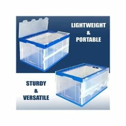 Promo 😉 Crates Mount-It! 69 Qt. Hinged Lid Storage Crate, Clear/Blue (MI-909) 🌟 -Change Your Whole Storage & Organization. unnamed file 876