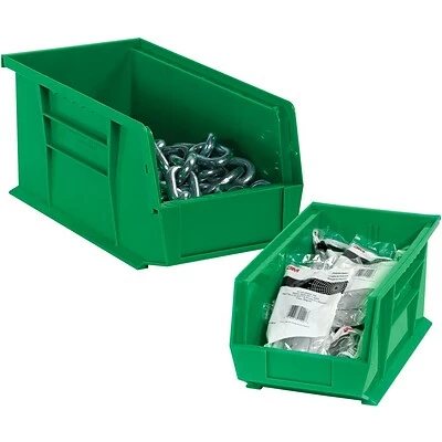 New 😀 Specialty Storage Quill Brand® 10-3/4" X 8-1/4" X 7" Plastic Stack And Hang Bins, Green, 6/Ct (BINP1087G) 🔔 3 New 😀 Specialty Storage Quill Brand® 10-3/4" X 8-1/4" X 7" Plastic Stack And Hang Bins, Green, 6/Ct (BINP1087G) 🔔