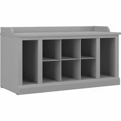 Deals 😍 Kathy Ireland® Home By Bush Furniture 👟 Shoe Racks Kathy Ireland® Home By Bush Furniture Woodland 👟 Shoe Storage Bench With Shelves, 40", Cape Cod Gray (WDS240CG-03) ✨